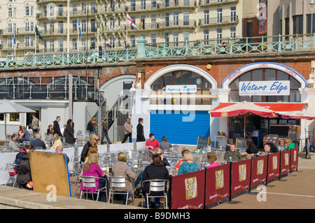 Seafront Cafe and Customers Brighton East Sussex England Stock Photo