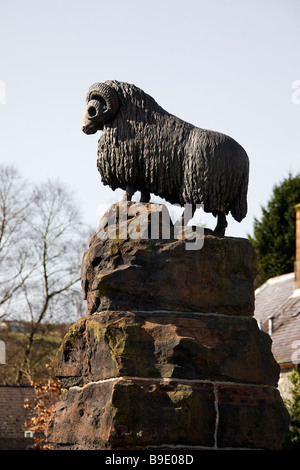 Water fountain with Ram on top at Moffat. Dumfriesshire. Stock Photo