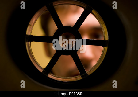 HOUSE SPIDER Tegenaria domestica in plughole Stock Photo