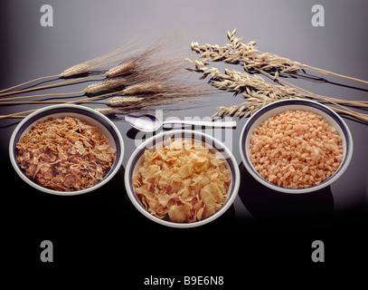 Bowls of Breakfast cereals Stock Photo