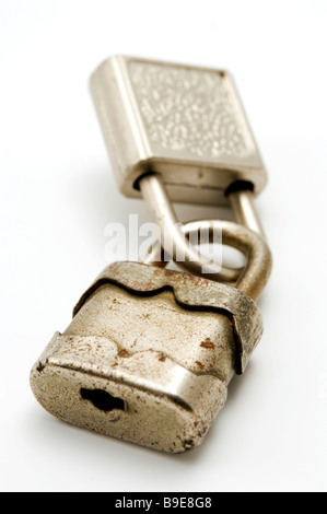 Old locks on a white background Stock Photo