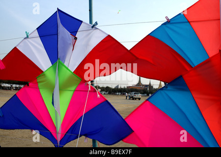 Colorful kites at Royal field , Bangkok , Thailand Stock Photo