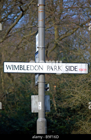 Wimbledon Postcode. Sign Park Side, Wimbledon Common, England, old postcard Stock Photo - Alamy