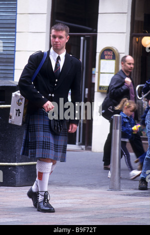 Scottish man wearing traditional costume, Scotland, UK Stock Photo