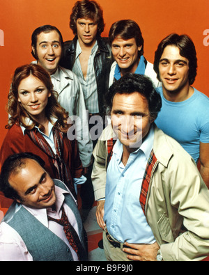 TAXI US TV series with Marilu Henner at left and Danny DeVito bottom left Stock Photo