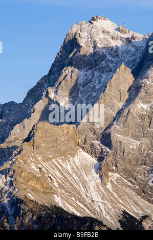 Snowcapped mountain under blue sky, Mt Zugspitze, Germany Stock Photo