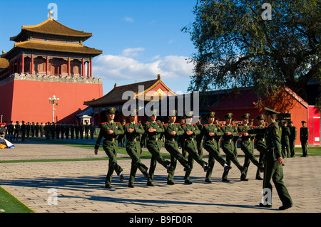 Red Army marching, Forbidden City, Beijing, China Stock Photo