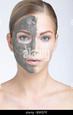 woman wearing a face mask, portrait Stock Photo