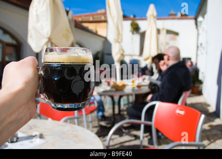 Specially brewed dark beer in St Herbert brewery and restaurant at Strahov Monastery in Prague Czech Republic Europe Stock Photo