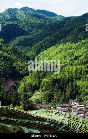 China, Fujian Province, Hakka Tulou round earth buildings, Unesco World Heritage site Stock Photo