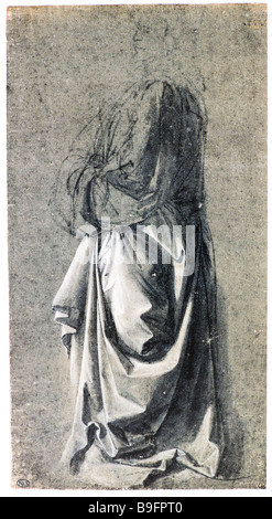 drapery study for a standing figure by Leonardo da Vinci 1475-1478 Stock Photo