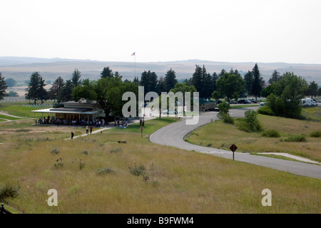 Visitor center and car park Little Bighorn Battlefield near Crow Agency Montana USA Stock Photo