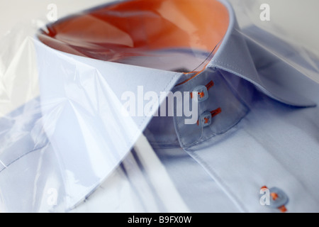 Men's shirts in its transparent packaging Stock Photo