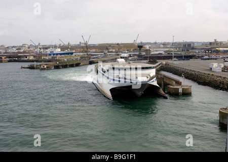 Condor Ferries Fast Cat in Cherbourg Harbour Stock Photo