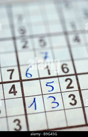 close up view of sudoku puzzle Stock Photo