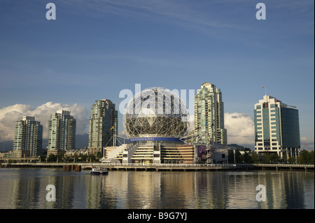 Canada, British Columbia, Vancouver, Science World and skyscrapers Stock Photo