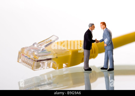 two small businessmans making a deal about infrastructure network selective focus Stock Photo