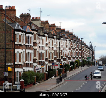 A row of maisonettes, flats, housing, in London, England, during the credit crunch, housing slump, economic crisis Stock Photo