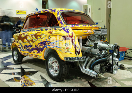 1958 BMW Isetta 600 microcar hot rod with a supercharged V8 engine. Stock Photo