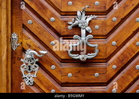 Medieval house door closeup. Stock Photo