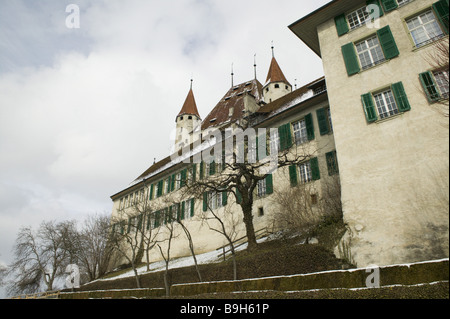 Switzerland Thun Old Town palace-mountain palace Thun winter Thoune castle construction historically sight palace-installation Stock Photo