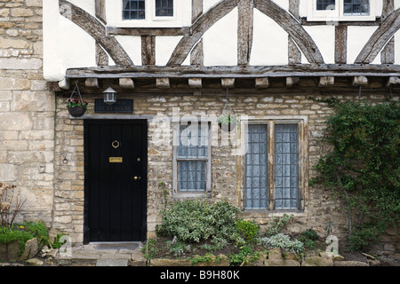 Study of tudor house front Castle Coombe Wiltshire Stock Photo