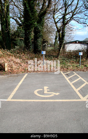 A special car parking space for disabled drivers in a countryside car park in Surrey, England.
