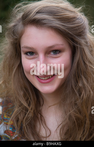 Model Released portrait of teenage girl with 1980s style hair Stock ...