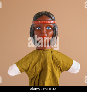 Glove puppet Native American portrait doll Punch-and-Judy show puppet theatre Squaw role-playing childhood child-theaters Stock Photo