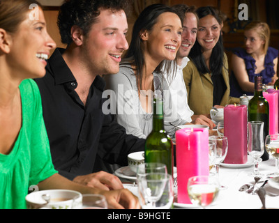 People talking during dinner Stock Photo