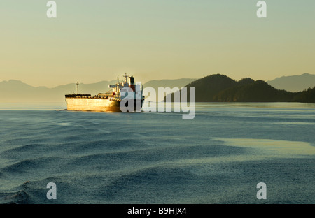 Freighter on the Inside Passage, British Columbia, Canada, North America Stock Photo