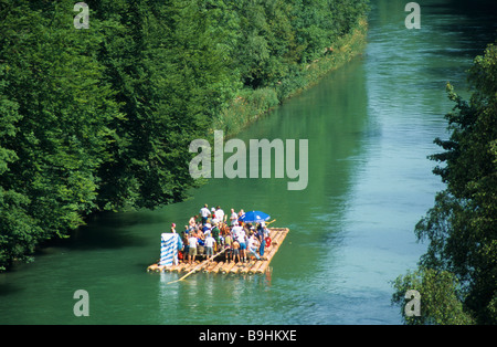 rafting on channel of river Isar Munich Bavaria Germany Europe Stock Photo