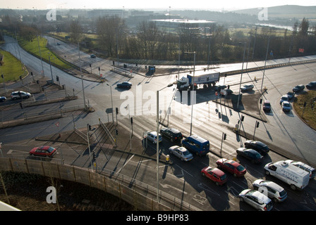 UK traffic lights sequence in panorama format. Black and white with ...