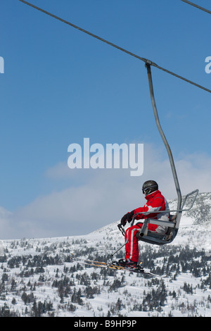 Ski lift to top of the mountain Stock Photo