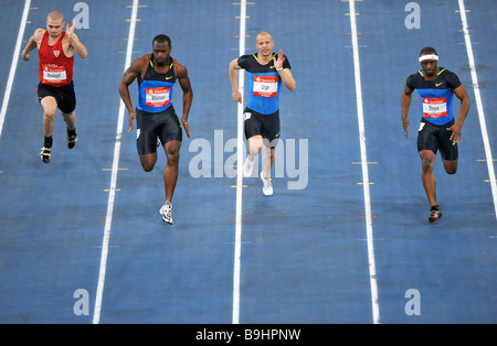 60 m sprint, men, from left: Klaus Neuendorf GER, Simenon Williamson GBR, Tobias Unger GER, Kendall Stevens USA, Sparkassen-Cup Stock Photo