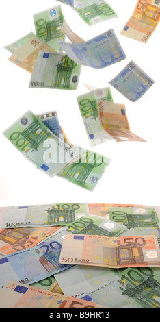 Euro banknotes, symbolic picture for money rain Stock Photo