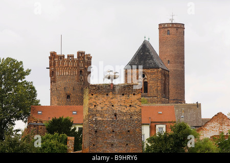 Former lookout tower of the historic wall in the historic town centre, Tangermuende, Saxony-Anhalt, Germany, Europe Stock Photo