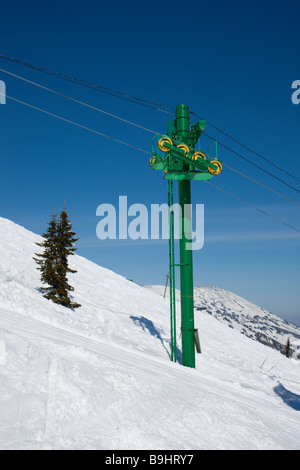 Ski lift to top of the mountain Stock Photo