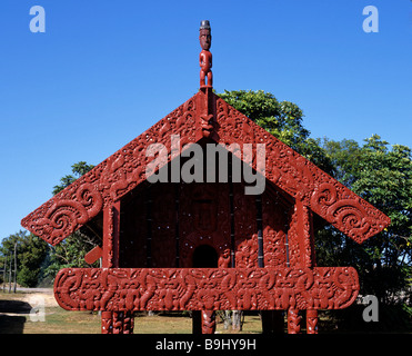 Maori carving, Rotorua, North Island, New Zealand Stock Photo