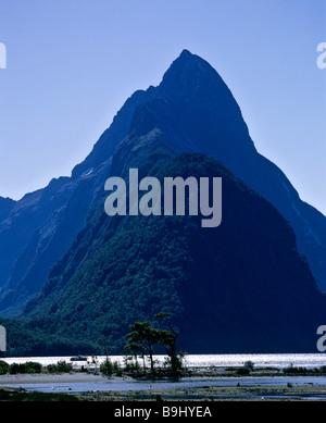 View of Mitre Peak, Milford Sound, Fiordland National Park, South Island, New Zealand Stock Photo