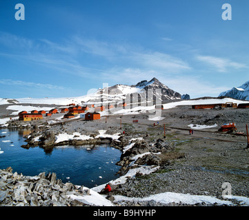 Weddell Sea, Hope Bay, small bay on the north end of the Antarctic peninsula, Argentinian research centre Esperanza, Antarctic Stock Photo