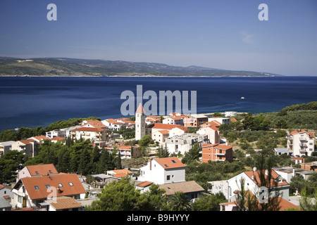 Croatia Dalpatia Promajna city view Europe Makarska Riviera destination sight tourist resort Adriatic sea Mediterranean city Stock Photo