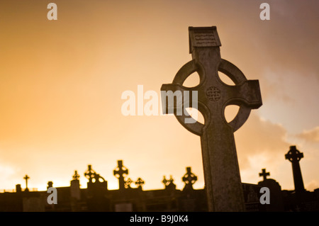 Gravestones at a cemetery in Bantry, Ireland, Europe
