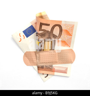Plaster on a 50 euro banknote Stock Photo