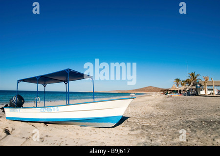 Boat, Playa Tecolote, Baja California Sur, Baja California, Mexico, Central America Stock Photo