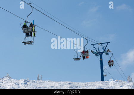 Ski lift to top of the mountain Stock Photo