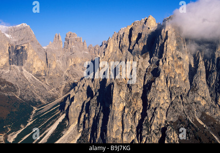Aerial picture, Catinaccio group with the Vajolet Towers, Dolomites, Bolzano-Bozen, Italy Stock Photo