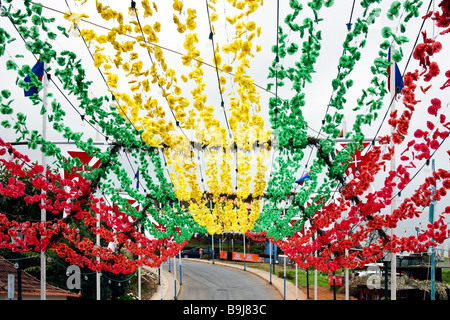 Brightly coloured wedding decorations in Madeira Stock Photo