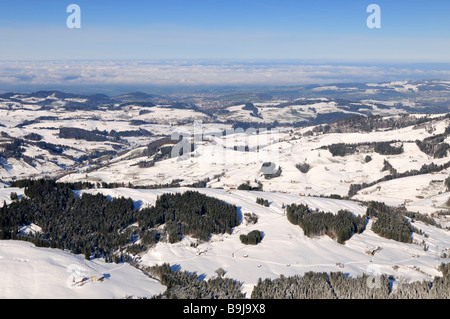 View of the wintery Appenzellerland, Canton of Appenzell Innerrhoden, Switzerland, Europe