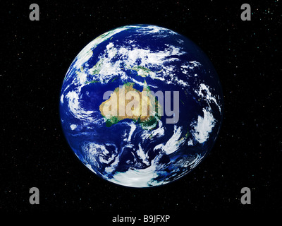 Earth viewed from space showing Australia. Enhanced version of Nasa photograph. Please credit NASA Stock Photo